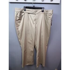 Cato Women Plus Size 26W Pants Beige Khaki Twill Stain Repellent Wide Leg NEW